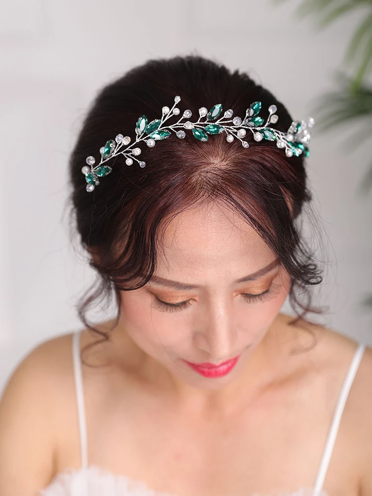 Богемная резинка для волос зеленые украшения стразы головные уборы с