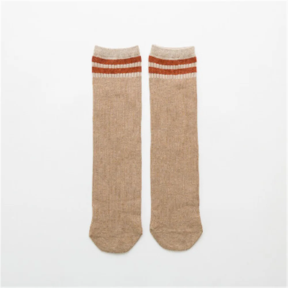 

Women's Autumn And Winter Long Soft Piles Socks Japanese College Wind Striped Tube Socks Female Wild Breathable Cotton Socks
