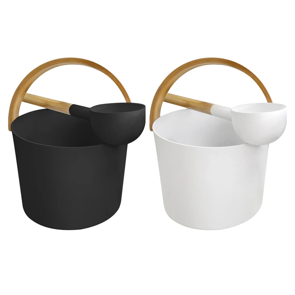 

7L Aluminum Sauna Bucket with Handle Ladle Set Portable Home Hotel Bath Sauna Barrel Sauna Accessories for Steam Room