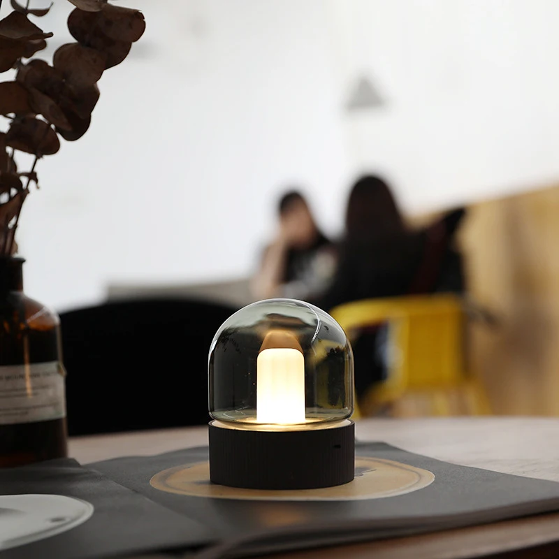 

Creative Retro Glass Night Light Led USB Charging Timing Breathing Night Sleep Light European Style