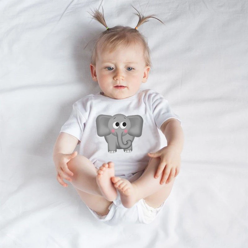 Милый серый комбинезон с изображением слона для новорожденных мальчиков и