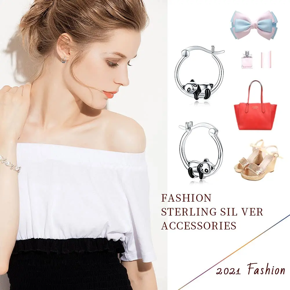 Маленькие серьги-кольца с пандой модные ювелирные изделия для девочек вечерние