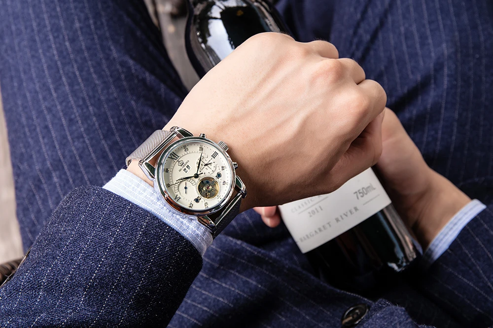 Бренд Orkina Tourbillon Мужские механические часы светящаяся Автоматическая Дата Натуральная кожа ремешок мужской платье часы механические стимпанк