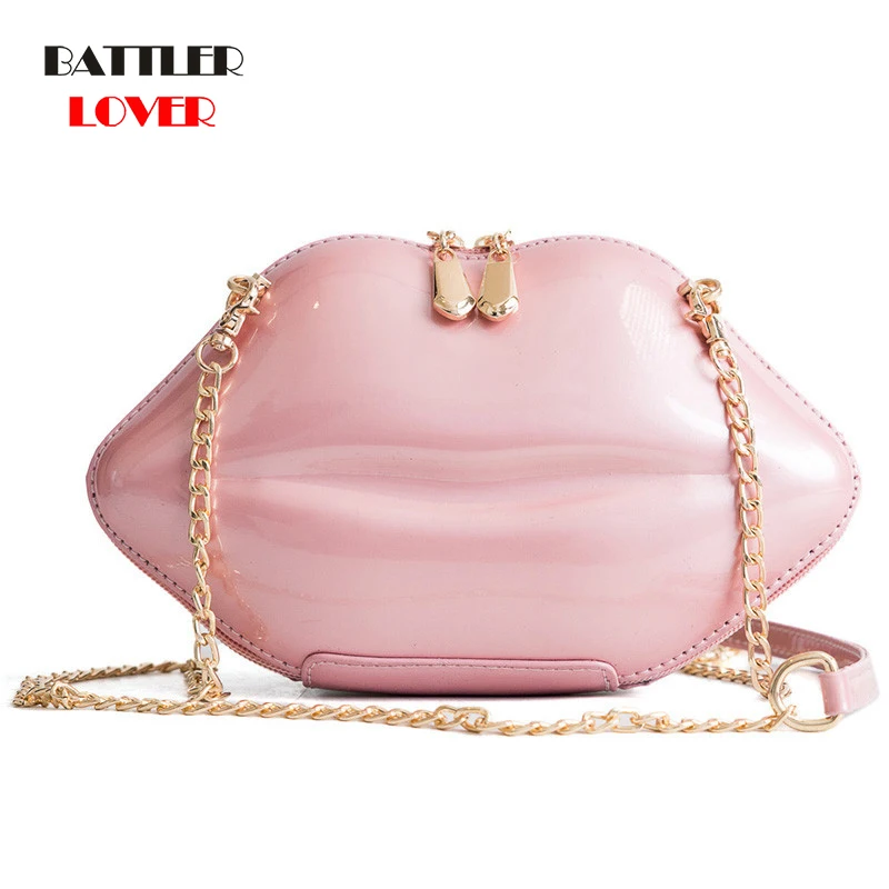 

2020 Female Crossbody Bag Features Mouth Shape Design Clutch Bag Women's Chain Multi-function Messenger Bag Solid Color Fashion