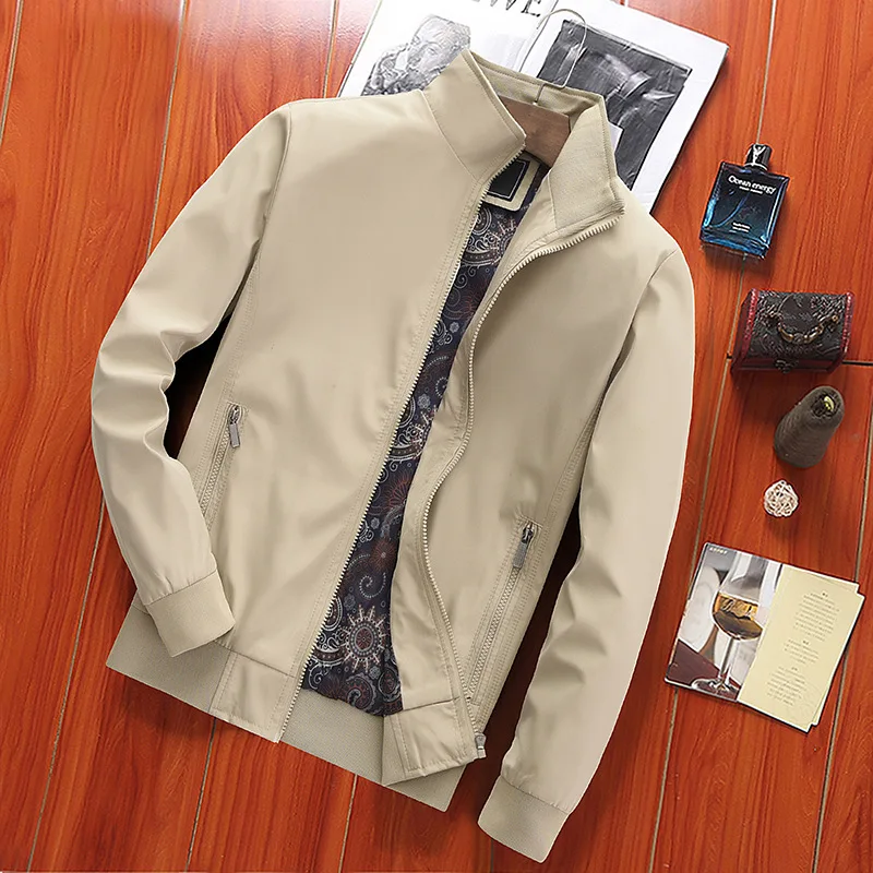 

2021 men leisure favors the autumn new solid color zipper thin jackets