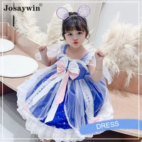 lolita girl dress for kids baby toddler party wedding dress girl ball gown mesh vestidos patchwork birthday princess dress