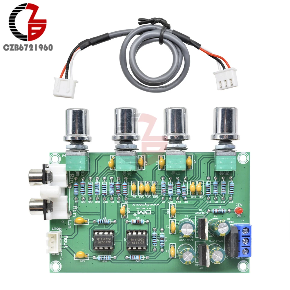 NE5532 Стерео предусилитель доска 12 V-24 V AC Мощность модуль усилителя RCA Штекер ВЧ Альто бас объем Управление для сабвуфера