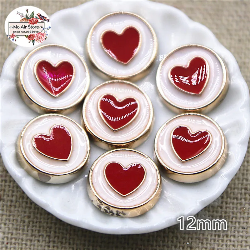 50pcs mix color 12mm heart round flat back Buttons Home Garden Crafts Cabochon Scrapbooking Clothing accessories | Дом и сад