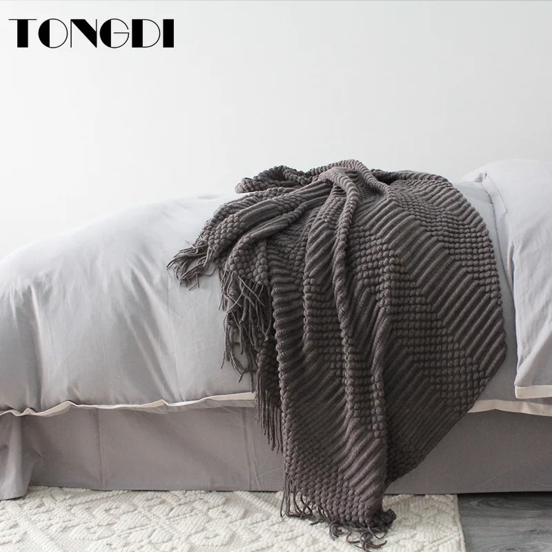 TONGDI мягкое теплое популярное модное кружевное вязаное шерстяное одеяло с