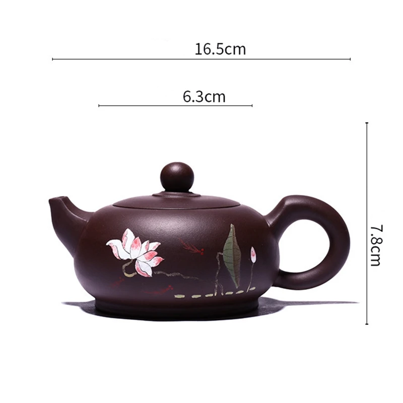 

Yixing Handpaint Lotus Teapot Ore Mud All Handmade Kettle Send Gift Box