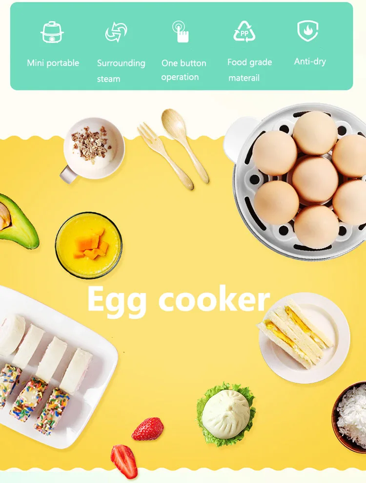 Multifunction Egg Cooker Mini Breakfast Egg Machine Automatic Power Off Anti-dry Egg Boiler Cooker Steamer For Home Kitchen
