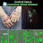 Рождественская Татуировка Rocooart для детей, светящиеся темные татуировки, водонепроницаемые поддельные татуировки, Светящиеся Татуировки, наклейки, боди-арт, Мультяшные татуировки