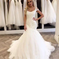 nuoxifang vintage mermaid wedding dresses cap sleeve scoop neck lace tulle sweep train new design bridal gowns wedding gown