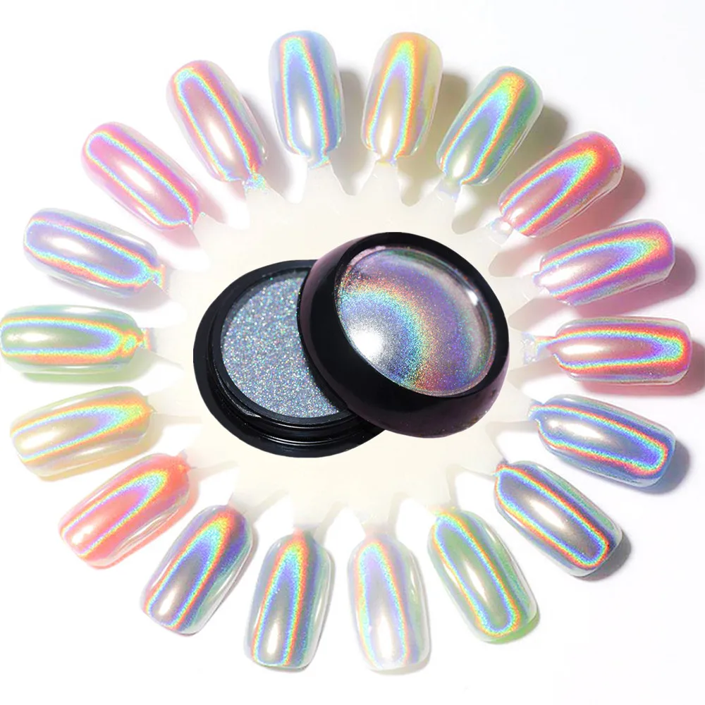

2 Pcs Acrylic Powder Nail Art Decoration Mirror Holographic Laser Accessories For Nail Styling Neon Pearl Pigment Glitter Dust