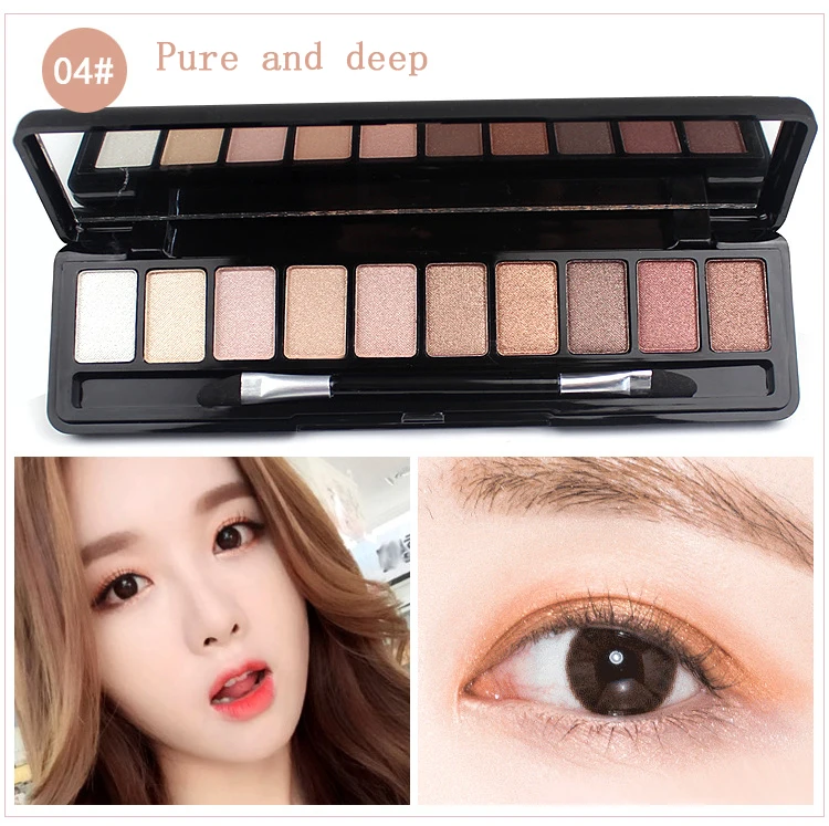 Палитра теней для век 10 цветов матовая блестящая долговечная легко носить