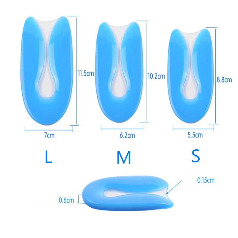 1 пара силиконовых гелевых подушек для защиты пятки от боли в ногах u-образных