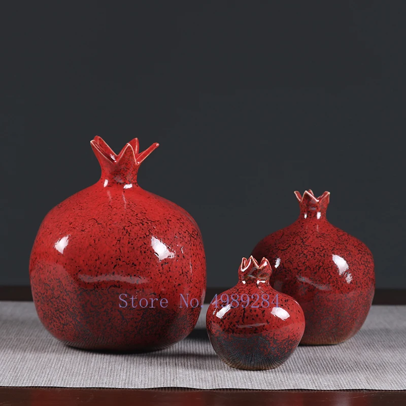 Creativity Ceramic Vase Red Pomegranate Flower Arrangement Accessories Flower Vase Decorative Ornaments Modern Home Decoration