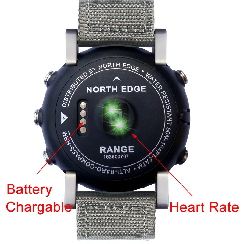 Мужские умные часы NORTH EDGE спортивные водонепроницаемые на открытом воздухе 50 м GPS