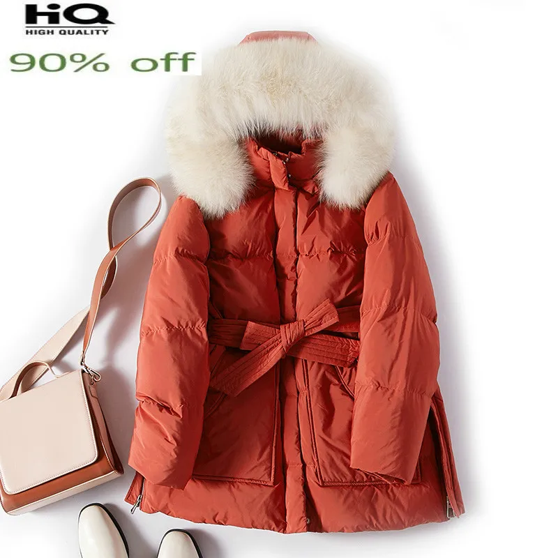

Winter Coat Female Thick Warm Real Fox Fur Hooded Duck Down Jacket Women Clothes 2022 Korean Elegant Down Parka Hiver 009