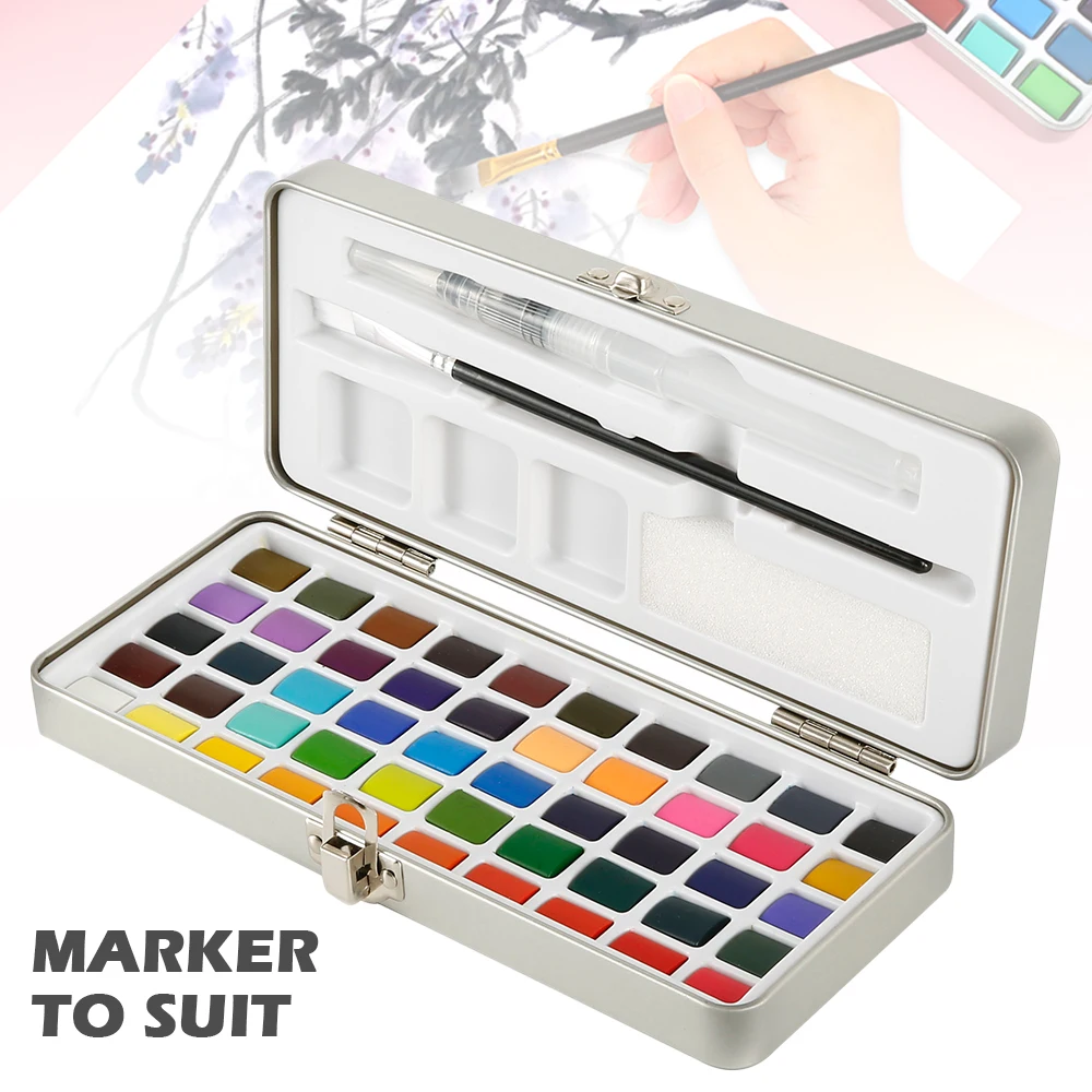 

50/72color Solid Watercolor Paint Set Portable Box Travel Water Color Pigment for Beginners Enthusiasts Professional Drawing