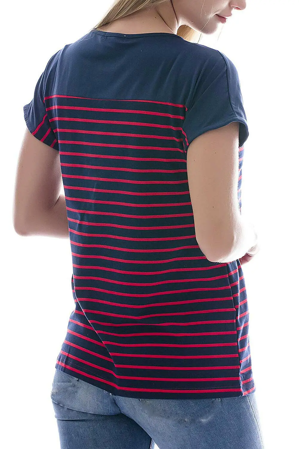 2019 Женская Футболка для беременных полосатые Модные свободные топы с коротким