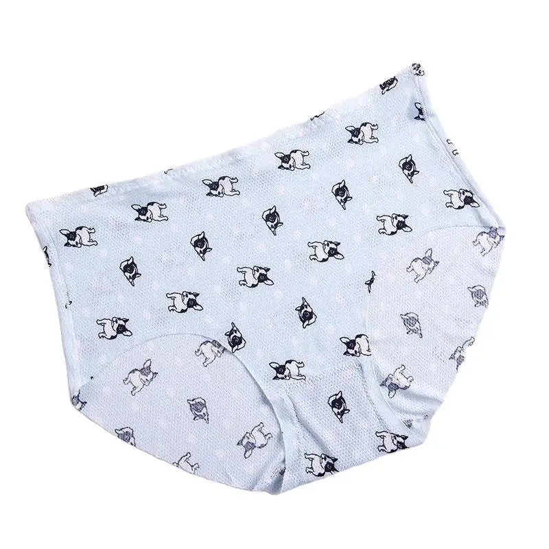 

Women Underpants Ice Silk Breathable Sexy Printing Floral Pants Head Hip Carrying Briefs Large