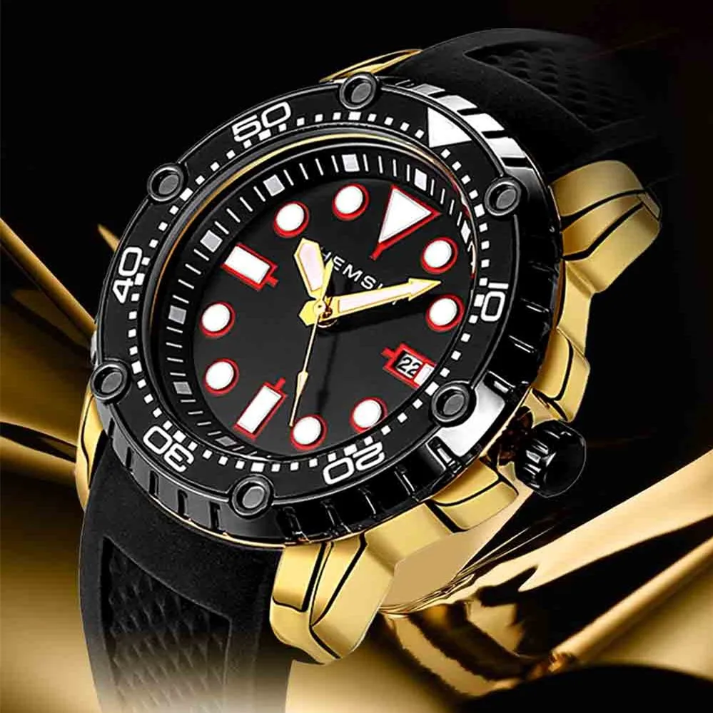 Часы Hemsut мужские спортивные водонепроницаемые светящиеся наручные с