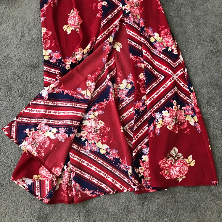 Women Vintage Two Piece Sets New 2020 Summer Off The Shoulder Ctop Tops + Bandage Long Skirts Woman Beach Clothes Red Outfit | Женская
