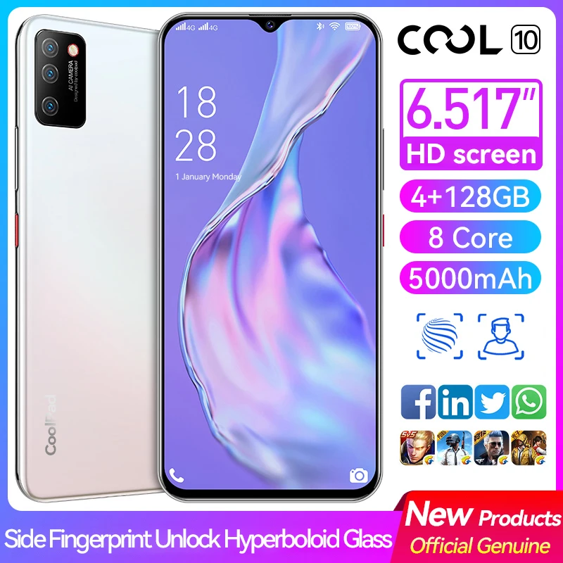 original global version cool10 mobile phones128gb android10 0смартфоны 5000mahbattery 6 517display helio