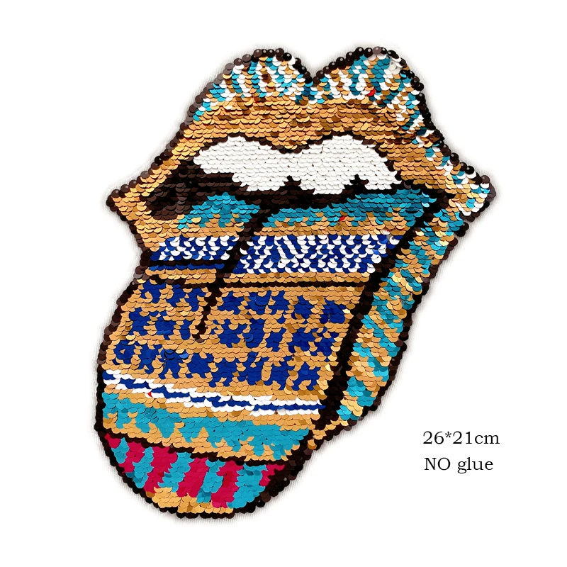 

Wholesale embroidery patch Large Size Clothes Patches Sequins Lip Mouth Badge Clothing Accessories Iron on patches