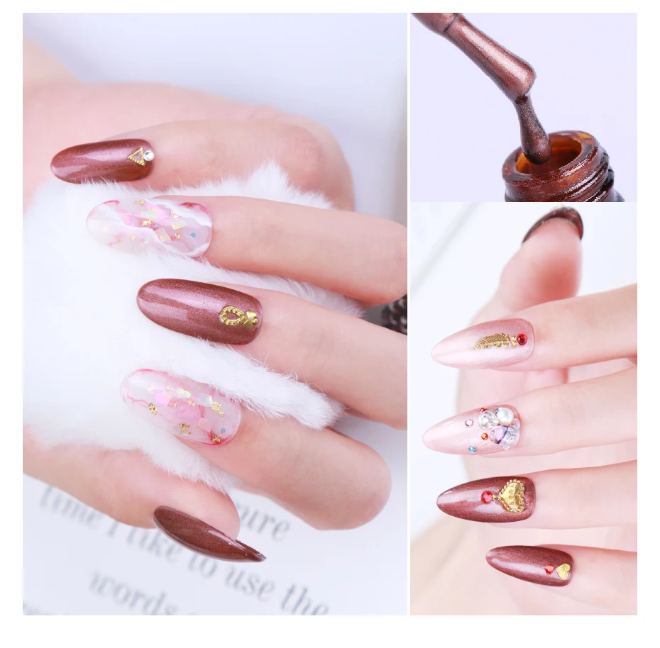 HNM 8 мл Бронза Серии УФ-гель для ногтей DIY нарл искусство впитывающийся Гибридный