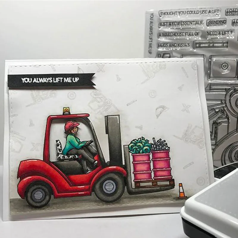 Вилочный погрузчик прозрачные штампы для скрапбукинга изготовление карт