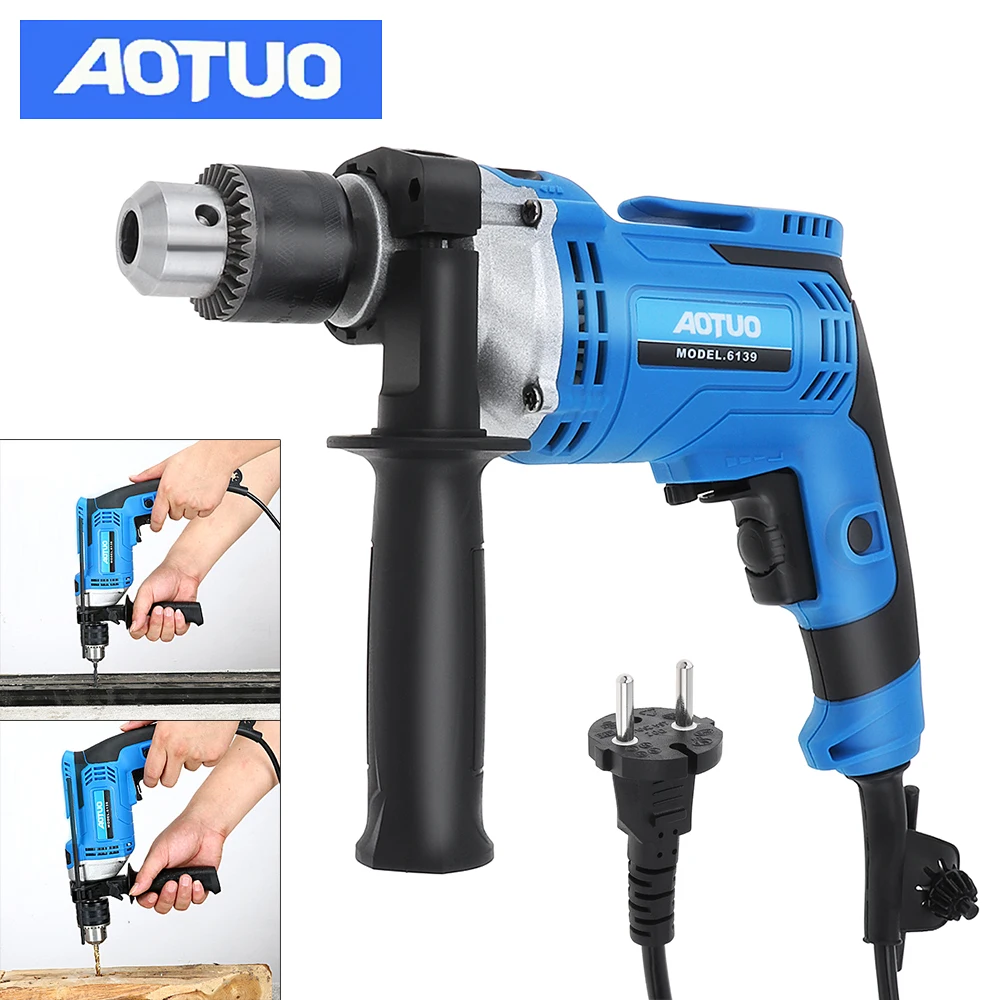 220V 710W Adjustable Electric Drill with Hanging Design 13mm Stainless Steel Chuck for Handling Screw Punching Polishing Cutting