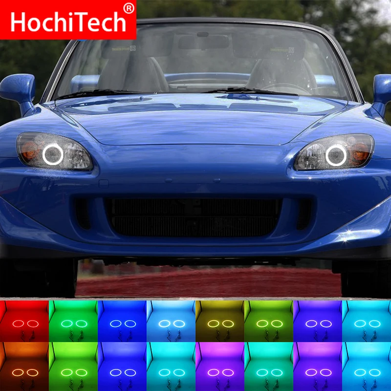 

Latest Headlight Multi-color RGB LED Angel Eyes Halo Ring Eye DRL RF Remote Control For Honda S2000 1999 - 2003 Accessories