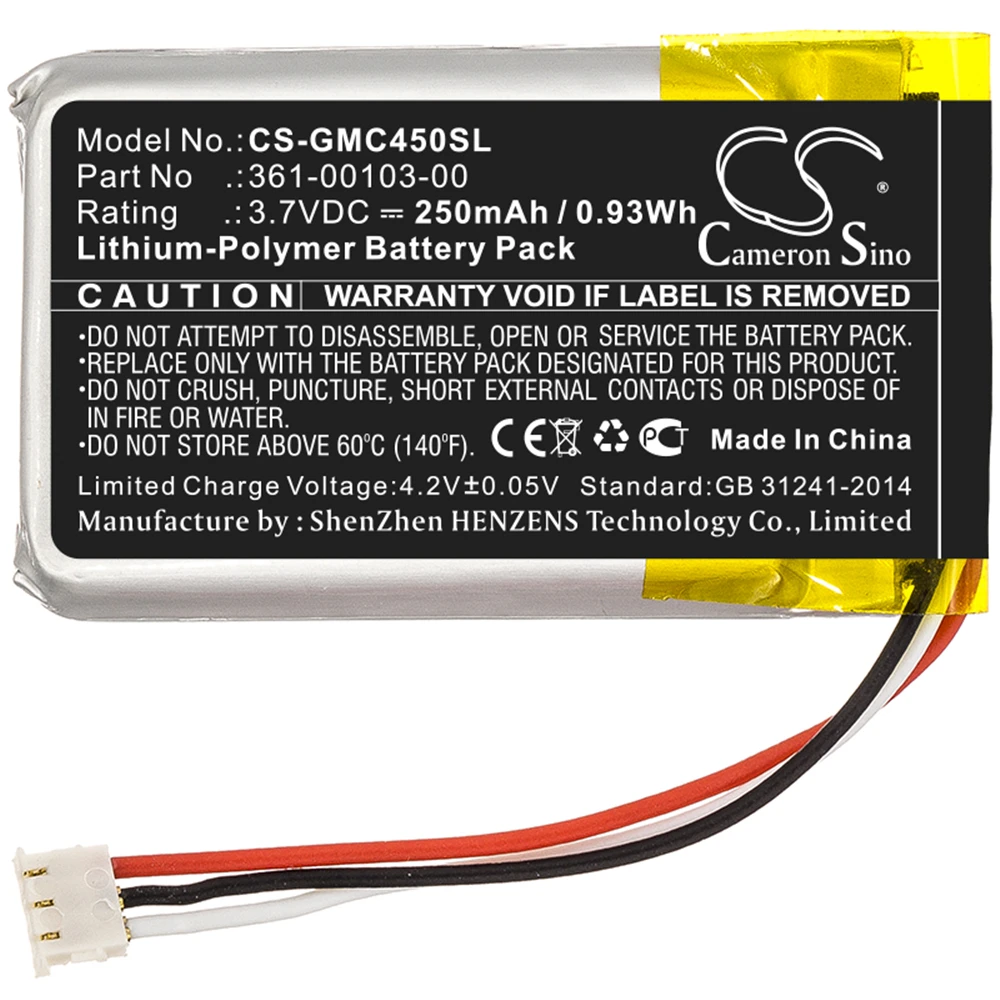 

Cameron Sino 250mAh Battery for Garmin DashCam 45 Dash Cam 45 fits Garmin 361-00103-00 GPS, Navigator battery