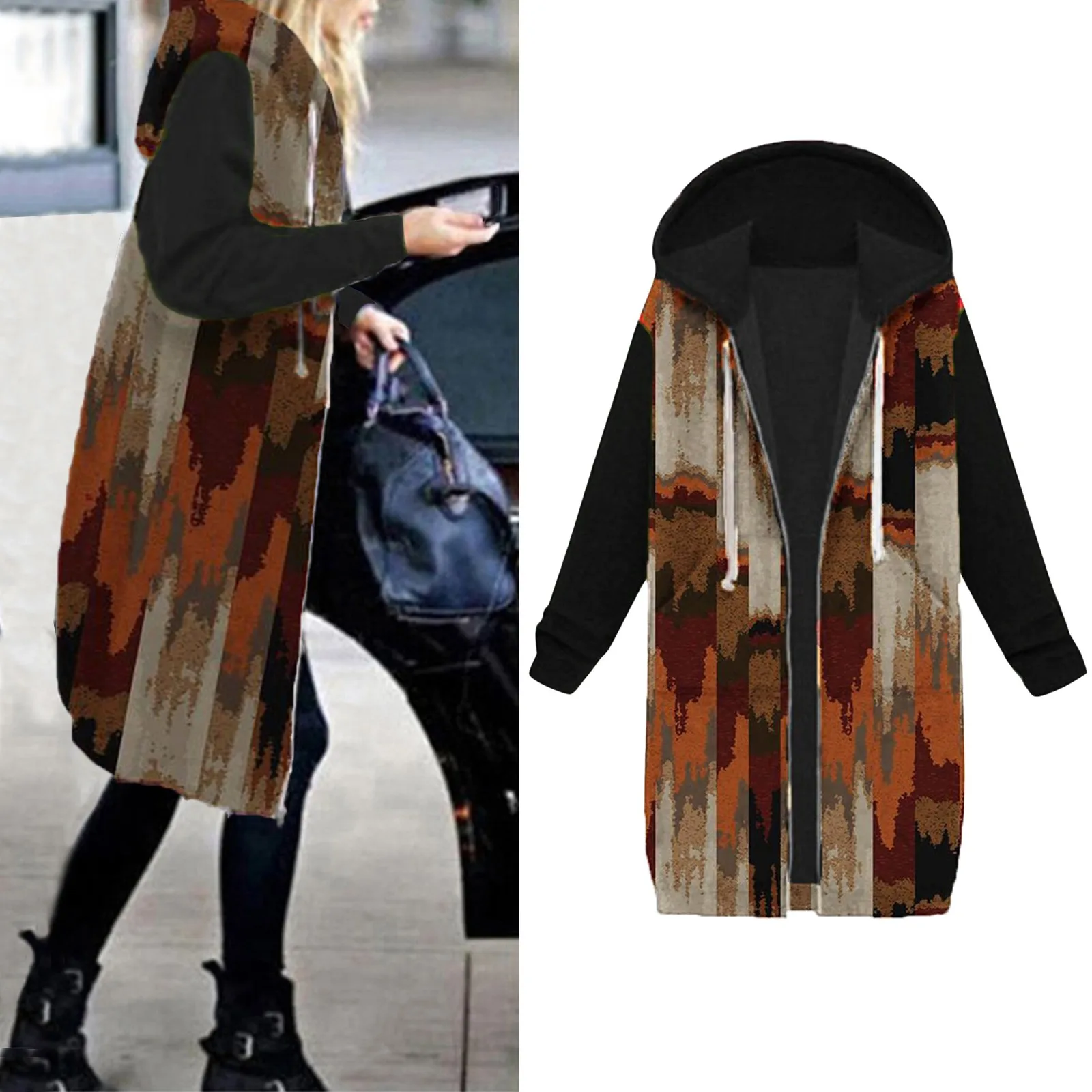 

woman jacket Women's 2020 fashion new wool fabric cardigan coat oversized casual loose hoodie warm long coat