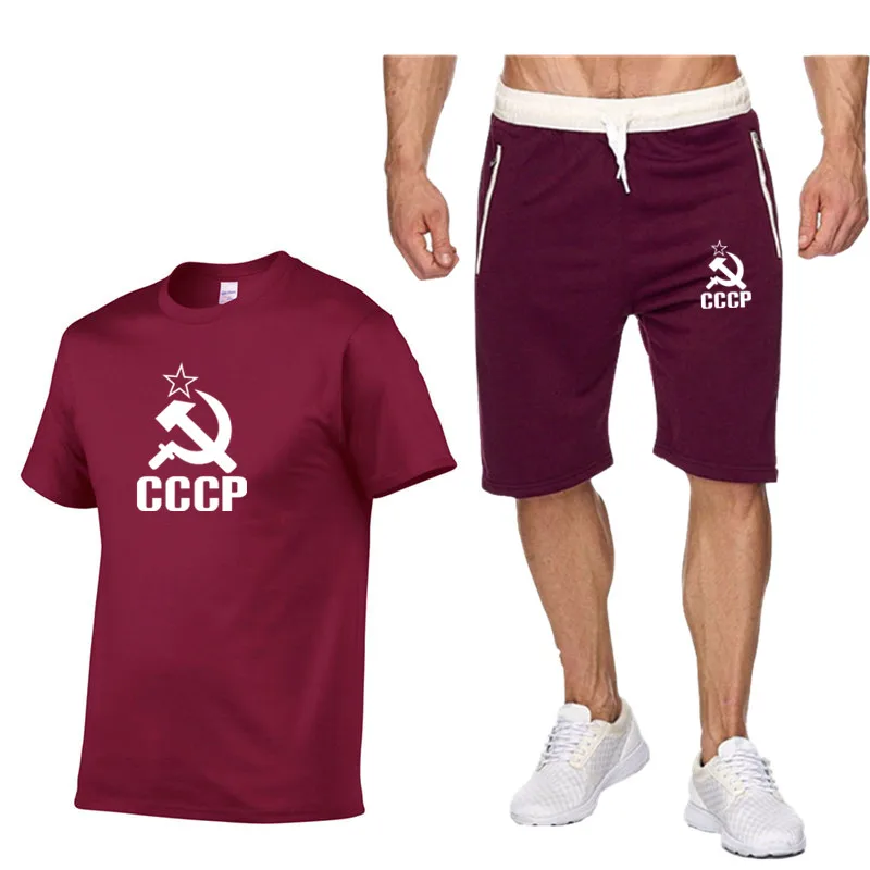 Комплект Спортивный CCCP мужской из двух предметов рубашка и шорты в русском стиле