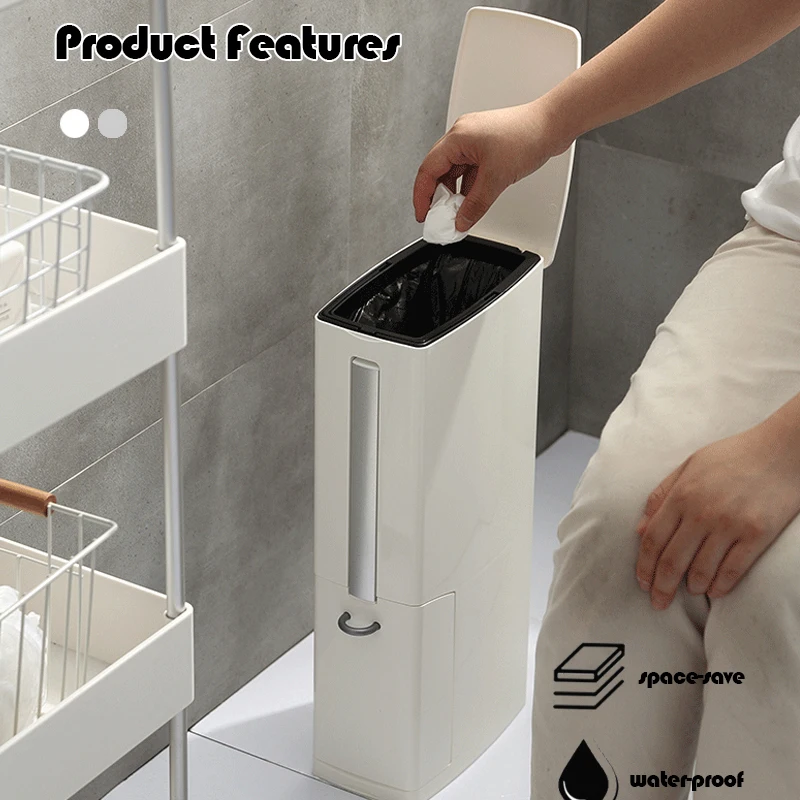 Узкое мусорное ведро для ванной комнаты с ершиком туалета кухни пластиковое