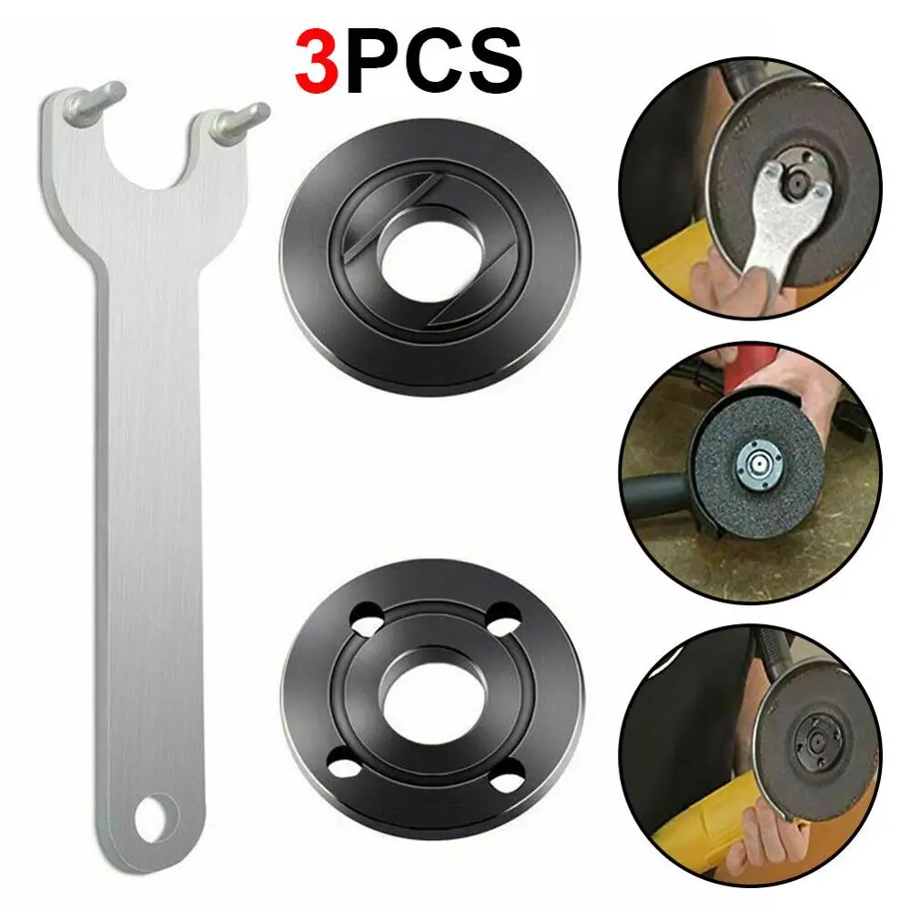 

3pcs Angle Grinder Wrench Metal Lock Nut Thread Angle Grinder Inner&Outer Flange Nut Set Tool + Wrench Set Power Tools