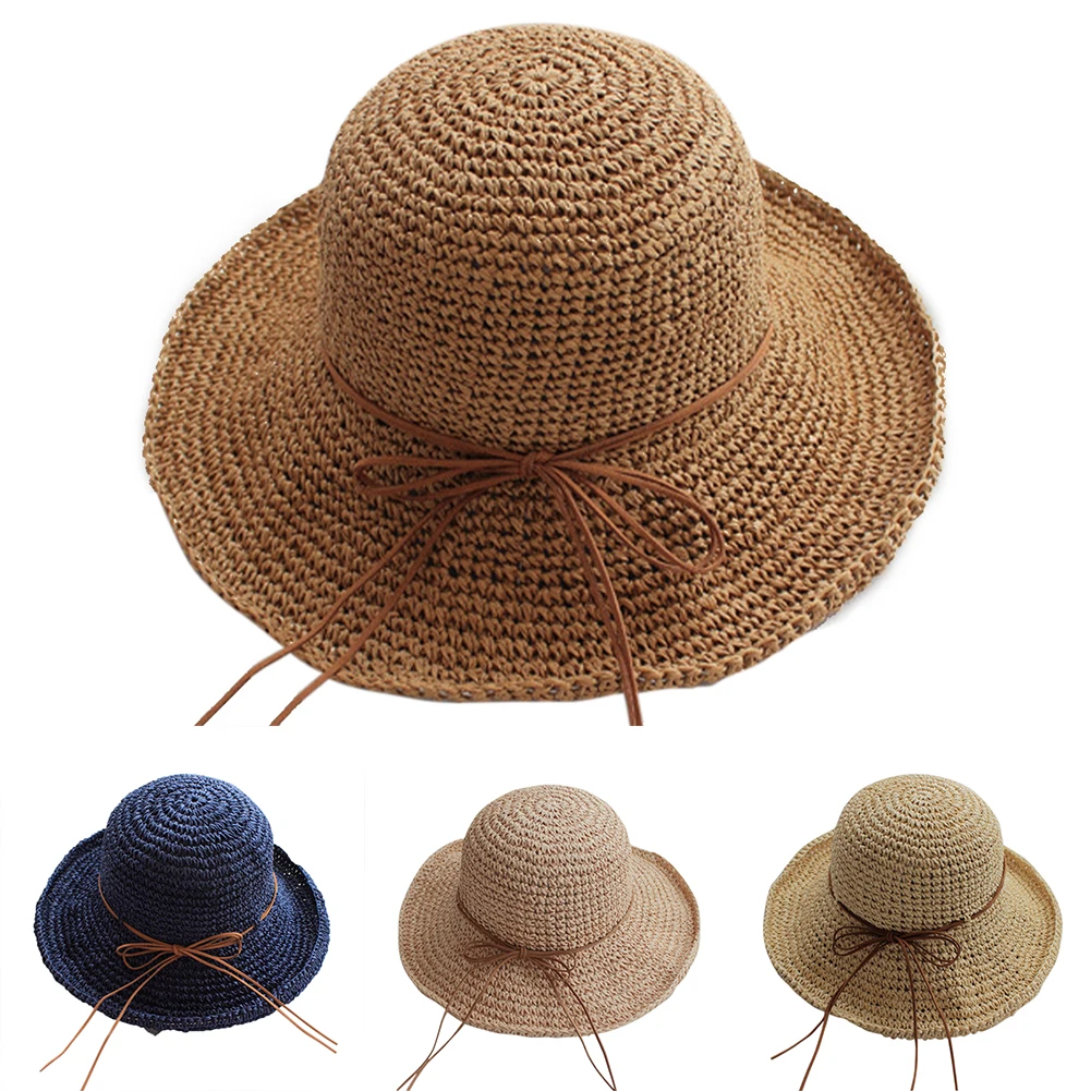 Регулируемая модная широкополая шляпа от солнца женская Соломенная Панама