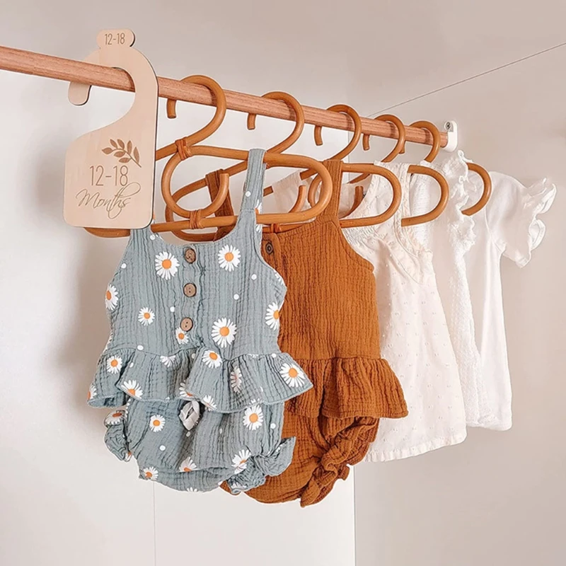 

7 Pcs Baby Closet Size Divider Wooden Baby Closet Organizer Newborn to 24 Months