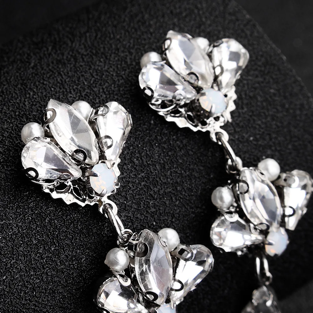 Silver Pearl Earrings Fashionable Baroque Set with Diamonds Court Style Female Jewelry ECL | Украшения и аксессуары