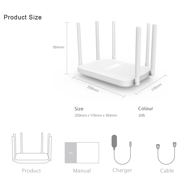 Wi Fi роутер Xiaomi Redmi AC2100 гигабитный 2 4/5 0 ГГц 6 антенн|Беспроводные роутеры| |