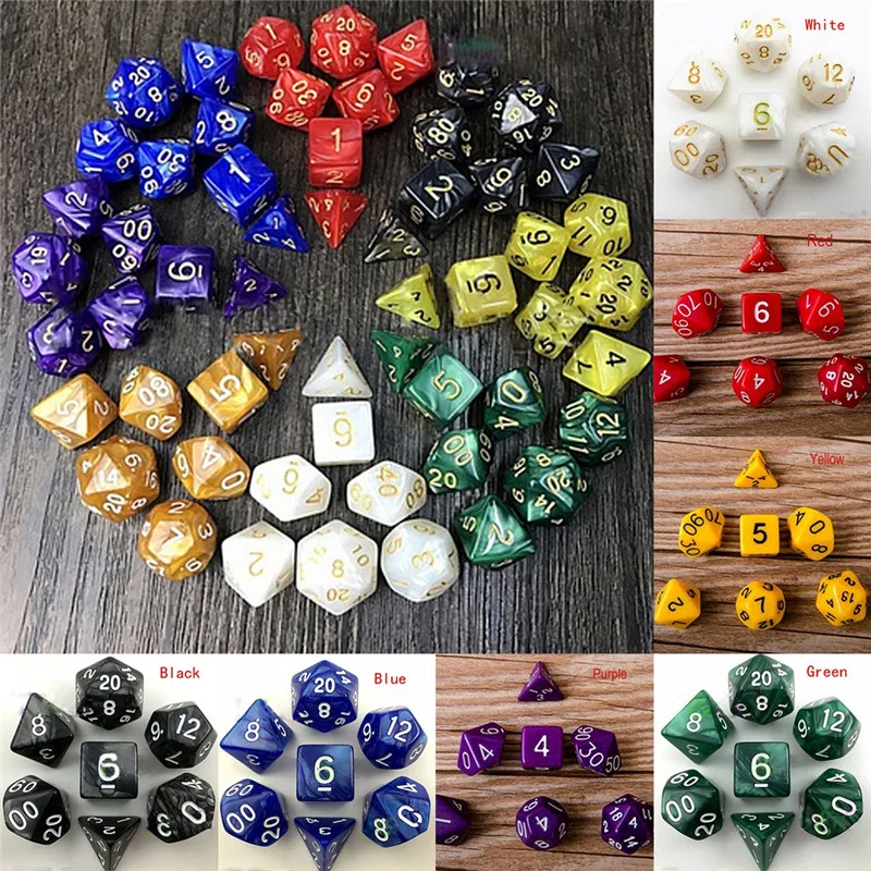 7 штук/комплект 6 дюймовый круглый Круглый D & D4 D6 D8 D10 % D12 D20 набор для