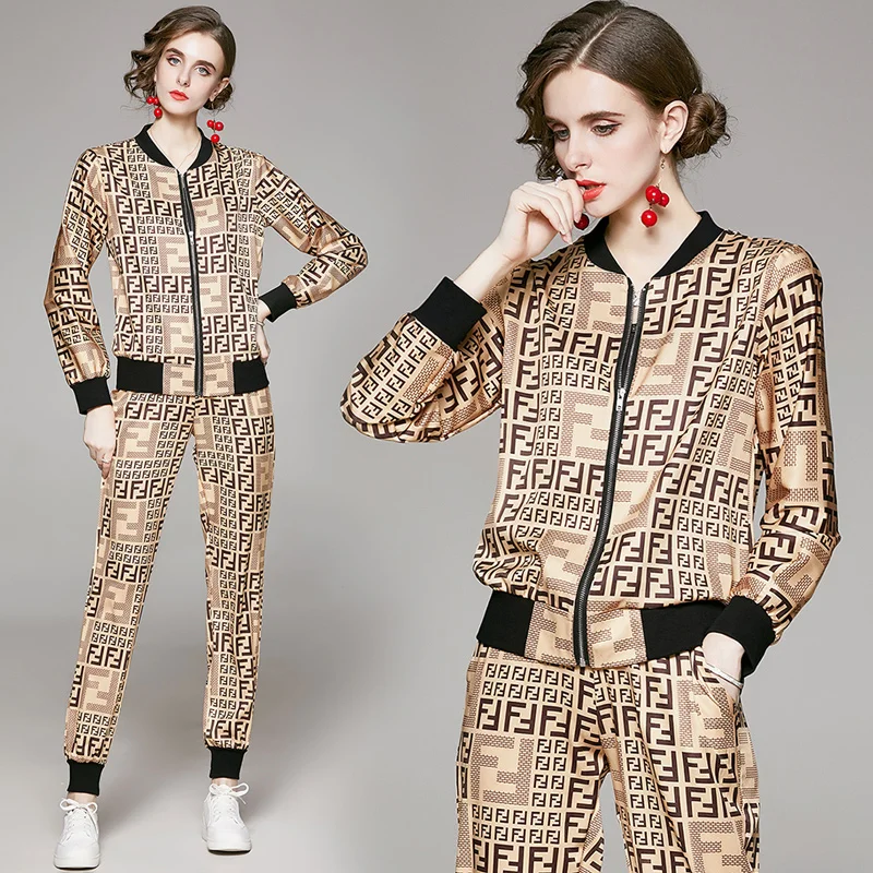 

2021 Autumn And Winter New Women's Suits European And American Fashion Wild Slim Slimming Positioning Printing Coat Cardigan