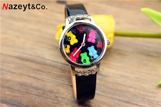 Детские красочные медведь мультфильм животных пояс дрель часы Новая Модная