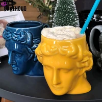 large capacity ceramic coffee cup spain ancient greece apollo david head mug creative sculpture milk cup desktop ornaments
