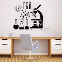 Science Wall Sticker For School Classroom Decor Microscope Scientist Chemistry Removable Vinyl Windows Decal Teen Room Y385