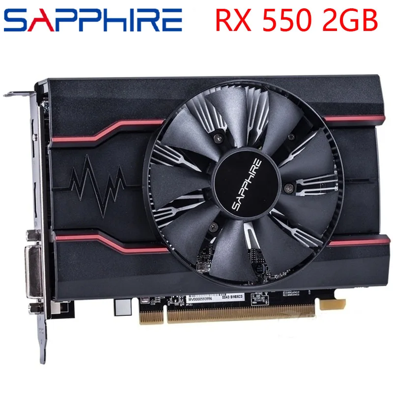 

Видеокарта SAPPHIRE RX 550 2 Гб 500 бит GDDR5, графические карты для AMD RX серии, VGA карты RX550 DisplayPort HDMI DVI, б/у