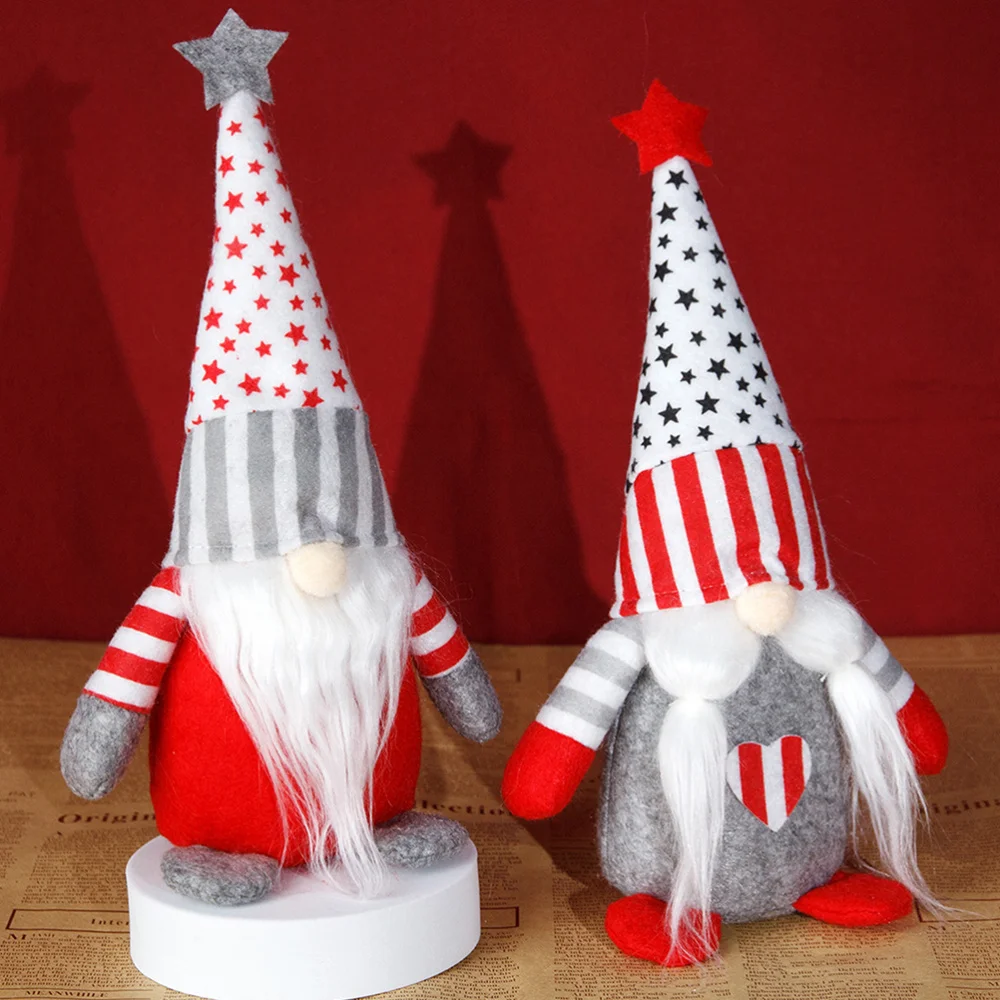

2Pcs Cloth Doll Adornments Decorative Dwarf Dolls Gnome Doll with Pointy Hat